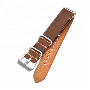 22mm Zulu <span class=keywords><strong>Nato</strong></span> En <span class=keywords><strong>Cuir</strong></span> Italien à Grain <span class=keywords><strong>Bracelet</strong></span> de Montre - Product Image 5