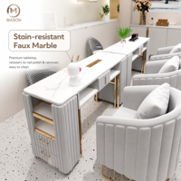 Ensemble table et chaise de manucure au design moderne avec aspirateur, canapé en métal, mobilier de salon commercial pour bar à ongles