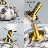 Lampes de table en marbre rouge sans fil rechargeables, modernes, à piles, avec commande tactile, abat-jour rose pour salon, lampe de bureau 2700K