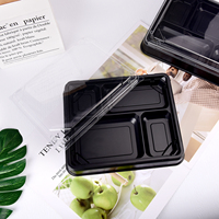 Snack Shop Restaurant Supermarché Petite Boîte À Lunch En Plastique Blister 4 Compartiments Récipient Alimentaire Jetable avec Couvercles Transparents