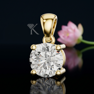 Pendentif solitaire en diamant rond brillant exquis certifié IGI, cadre ouvert architectural, bijoux élégants et minimalistes - Product Image 1