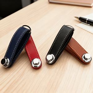 Porte-clés extensible en cuir véritable de qualité supérieure, pochette organisatrice de clés pour cadeau d'affaires - Product Image 2
