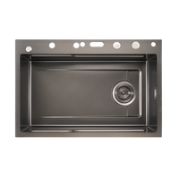 Évier de cuisine intelligent en acier inoxydable fait main, double cascade et simple cuve, durable et résistant aux rayures