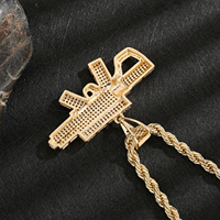 Senjata api lapis emas 14k Hip Hop gaya Chic Vintage liontin dan kalung tembaga zirkon