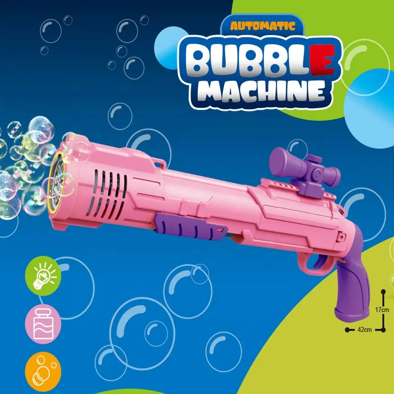 बच्चों के लिए 10 छेद वाली राइफल बबल गन रंगीन लाइट बबल ब्लोअर खिलौने आउटडोर बबल मशीन शूटर