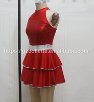 Costumes de danse pour filles, robe de ballet rouge à paillettes pour enfants, justaucorps de ballet pour spectacle sur scène
