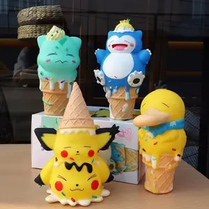 도매 포켓몬 아이스크림 콘 시리즈 애니메이션 그림 Bulbasaur Pika-chu 장난감 장식 인형