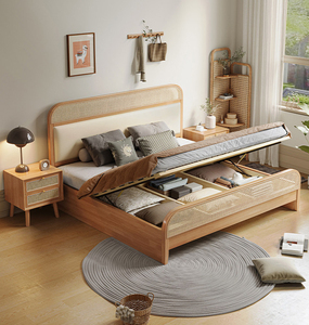 <span class=keywords><strong>Letto</strong></span> <span class=keywords><strong>Matrimoniale</strong></span>/King Size Moderno <span class=keywords><strong>in</strong></span> Stile Nordico con Testiera <span class=keywords><strong>in</strong></span> Rattan e Struttura <span class=keywords><strong>in</strong></span> <span class=keywords><strong>Legno</strong></span> Massello, Arredamento Camera da <span class=keywords><strong>Letto</strong></span> <span class=keywords><strong>in</strong></span> <span class=keywords><strong>Legno</strong></span> di Gomma - Product Image 2