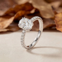 Anillo de Compromiso con Diamante Cultivado en Laboratorio Vvs Personalizado, Certificado por IGI, Corte Ovalado, Diamante Creado en Laboratorio, Anillo de Plata 925 con Pavé, Joyería Fina para Mujer