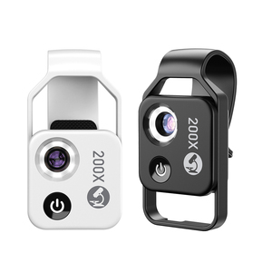 Mini microscope de poche pour téléphone portable 200X avec lumière LED/clip universel, accessoires de caméra de microscope numérique portable