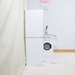 Ensemble de jeu d'imitation en bois, grande cuisine d'angle pour enfants avec réfrigérateur intelligent, four, micro-ondes, cuisinière, évier et machine à laver - Blanc - Product Image 5