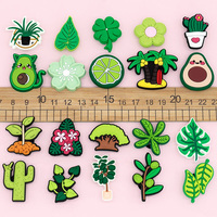 Breloques de chaussures en vrac 2D à thème végétal vert, DIY, Monstera, Palmier, Fleur, pour sabots, accessoires de chaussures personnalisés sur le thème de la nature
