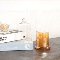 Bocal à bougie en verre transparent de forme unique Cloche à dôme en verre avec couvercle en verre