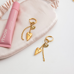 ต่างหูรูปหัวใจลายตาปีศาจ สีทอง สแตนเลสสตีล เครื่องประดับสำหรับงานปาร์ตี้ ต่างหูแฟชั่นสำหรับผู้หญิง - Product Image 3