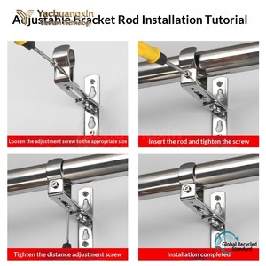 Adjustable Iron Curtain Rod <b>Bracket</b> Wall Mounted Hook Base Adjustable Support Clamp for Home Decor - Product Image 6