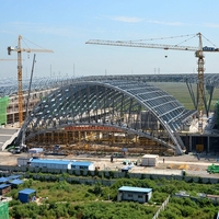 Structure en acier à ossature spatiale, hangar à charbon arqué, bâtiment de stockage préfabriqué à grande portée