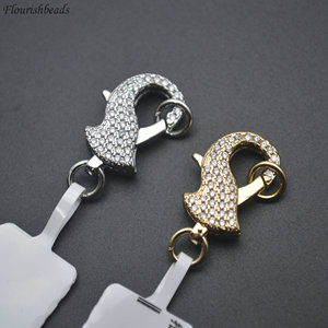 Kích Thước Nhỏ Brass Kim Loại CZ Lát Cá Hình Dạng Vàng Bạc Mạ Tôm Hùm Móc Cho Phụ Nữ Người Đàn Ông Trang Sức Vòng Cổ Vòng Đeo Tay Làm - Product Image 1