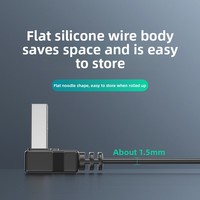 Câble de charge USB Type-C 2-en-1 avec conducteur en cuivre étamé, charge rapide 20PD, plat, en silicone souple, transfert de données