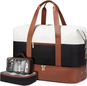 Bolsa de viagem grande para mulheres, bolsa de mão grande para a noite com compartimento para sapatos, bolsa de fim de semana