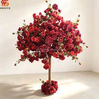 NEUER Freistehender Weißer Künstlicher Rosenbaum Vollblühender Seidenblumenbaum mit Sockel Blumenbogen für Hochzeitszeremonie Hoteldekoration