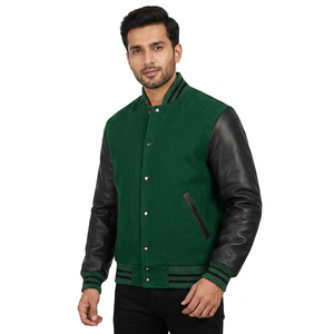 Chaqueta Varsity Ligera de Invierno, Material de Lona Transpirable, Color Verde, Estilo Urbano, para Hombre - Product Image 1