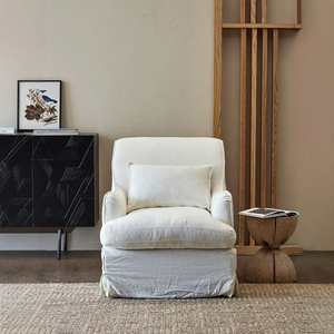 Canapé-lit individuel en tissu de <span class=keywords><strong>lin</strong></span> <span class=keywords><strong>blanc</strong></span> de style nordique <span class=keywords><strong>japonais</strong></span>, chaise de négociation, ameublement amovible et lavable - Product Image 2