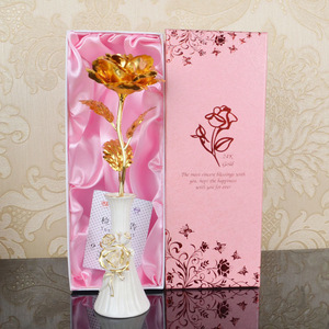 Rosa in Foglia d'Oro 24K all'Ingrosso, Fiore Artificiale per la Festa della Mamma e San Valentino - Product Image 1