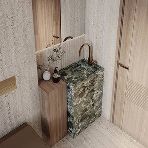Custom-Made Light Luxury High-End Stone Slab Bathroom Vanity Seamless Integrated Basin and <b>Floor</b>-<b>Standing</b> Base - Product Image 4