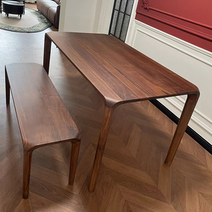 Mesa de Comedor Rectangular de Madera Maciza de Nogal Negro Norteamericano, Diseño Nórdico Minimalista, Estructura de Armazón Estable - Product Image 3