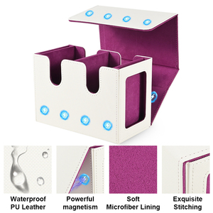 Boîte de rangement portable en cuir PU personnalisable JUZI pour cartes TCG avec fenêtre de visualisation du commandant et emplacement pour chargeur supérieur - Product Image 4