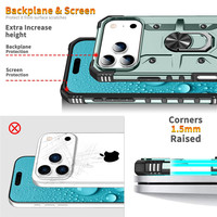 2 In1 TPU PC Shockproof 360 Rotate Metal Ring Stand Phone Case pour iPhone 17 16 15 14 13 12 11 Pro Max 8 7 6 Plus X XS XR