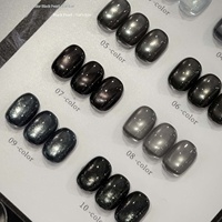 Suuseegel 10 Couleurs Vernis à Ongles Gel Effet Œil de Chat Perle Noire, Gel UV Non Toxique Effet Œil de Chat Perle de Verre Clair de Lune pour Salon de Manucure