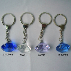 Glass Diamond Shape Crystal Keyring Keychain MH-YS0168