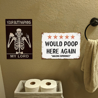 Juego de Letreros Metálicos Vintage Divertidos con Diseño de Esqueleto para Baño, Decoración Retro para Pared de Casa, Baño o Bar