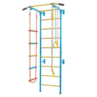 Structure de jeu d'escalade 5 fonctions pour enfants, combinaison mur d'escalade, barre de traction, échelle de corde, anneaux de gymnastique, structure de jeu d'intérieur