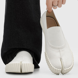 Mens Tabi Split Toe Canvas Slip on <strong>Shoes</strong> Chunky Ribbed Rubber Sole Casual Loafers Minimalist Lightweight <strong>Plimsolls</strong> - Product Image 1