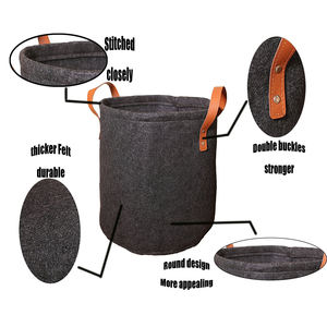 Custom Large Laundry Basket Collapsible Laundry <b>Hamper</b> Foldable Waterproof <b>Storage</b> Basket Round Felt Dirty Clothes with Handles - Product Image 4