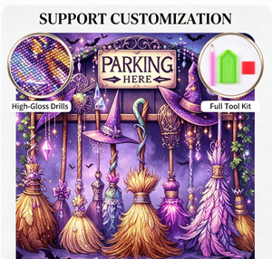 Spedizione Rapida Songwoo: Cappello da Mago Viola con Pipistrello Magico, Decorazione con Diamanti 5D Fai-da-Te, Pittura Diamantata per Halloween - Product Image 1