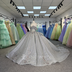 Vestidos de Quinceañera con Lentejuelas Plateadas Brillantes, Vestidos de Fiesta de 16 Años con Borlas, Vestidos de Graduación Dy6848 - Product Image 3