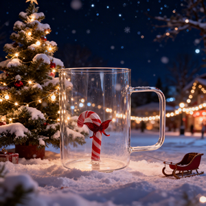 Taza de Vidrio de Doble Pared <span class=keywords><strong>con</strong></span> Diseño de Bastón de Caramelo Navideño, 12 oz, de Borosilicato, para Regalo Navideño, Relleno de Calcetín, Fiesta de Invierno - Product Image 4