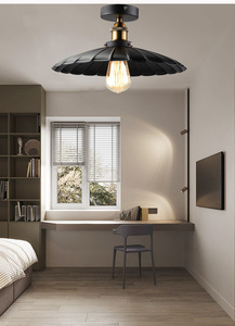 Classique Rétro Style Industriel Rural Noir Encastré Décor Intérieur E27 Plafonnier En Fer pour Entrée Allée Couloir Bar - Product Image 4