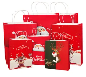 送料無料卸売エコフレンドカスタムデザイン印刷プロモーションショッピングクリスマス再生紙ギフトバッグ