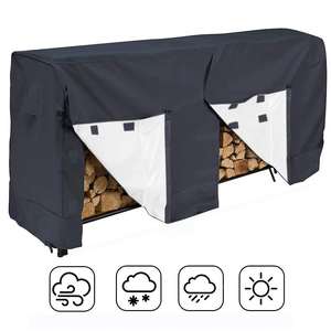 Outdoor <b>Firewood</b> <b>Rack</b> with 210D Black Oxford Cloth Dust Cover Waterproof Windproof and Non-Slip Easy to Store - Product Image 5
