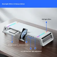 Support d'ordinateur portable tout-en-un, support de moniteur, 4 USB, espace de rangement pour clavier, barre d'espace, support de moniteur en aluminium pour Macbook