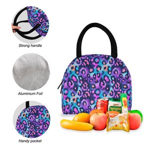 Colorful Purple/Blue Leopard Print Kids School Bag Set 2PCS Custom <b>Student</b> <b>Backpack</b> With Lunch Bag for School Girls Boy - Product Image 3