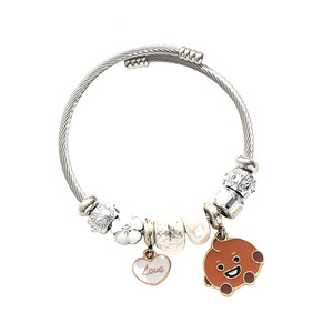 Bracelet en acier inoxydable électroplaqué avec perles, version coréenne, pour hommes, femmes et étudiants, motif BT21 mignon de dessin animé, <span class=keywords><strong>amour</strong></span> - Product Image 5