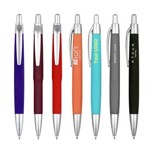 Promotional cheap customized hotel printed logo gift ballpoint with click button for adversting hotel company