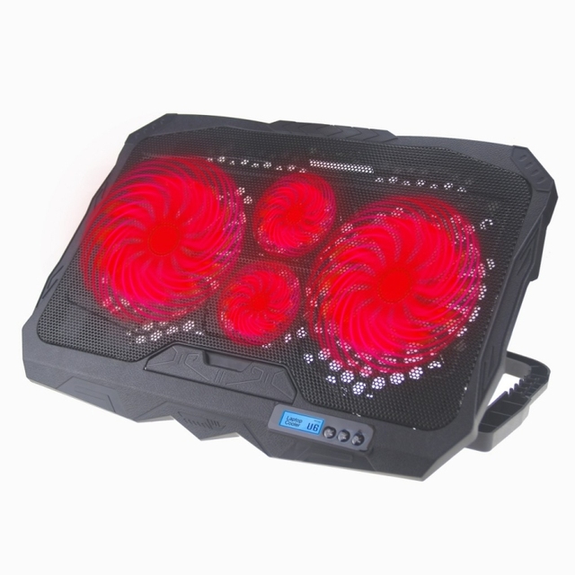 Factory Price S18 Aluminum Four Fans Gaming Laptop Cooling Pad Foldable Holder With Wind Speed Display