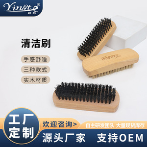 Cepillos para zapatos Yinste de madera maciza con cerdas de cerdo, 3 piezas para limpieza y cuidado. - Product Image 5