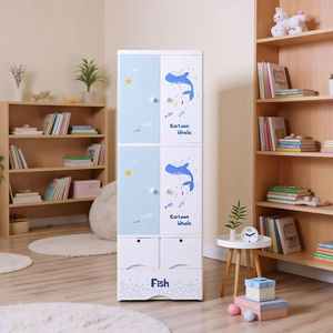 <span class=keywords><strong>Armario</strong></span> Infantil de Doble Puerta de 58 cm de Ancho, <span class=keywords><strong>Armario</strong></span> de Almacenamiento con Barra para Colgar, Estante, Cajón, Muebles Modulares de Plástico, <span class=keywords><strong>Armario</strong></span> de Plástico para Bebés - Product Image 2